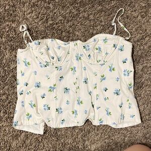 WeWoreWhat White Bustier Cami with Blue and Green Floral Print